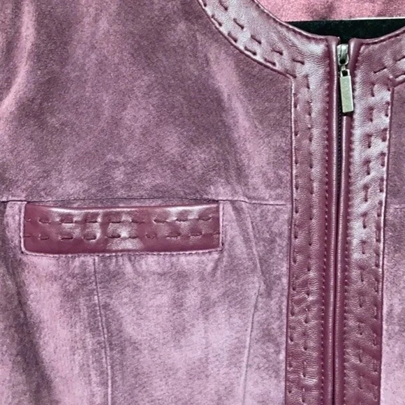 Pamela McCoy Collection Purple Leather Longline Jacket - Picture 3 of 12